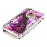 Wholesale iPhone 4 4S  Butterfly Crystal Diamond Chrome Case (Purple-Mix)